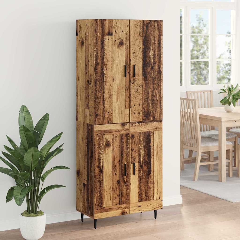 Hoge kast 2 pcs Oud Hout Geengineerd Hout en Glas is nu te koop bij PeponiXL, paradijselijk wonen!