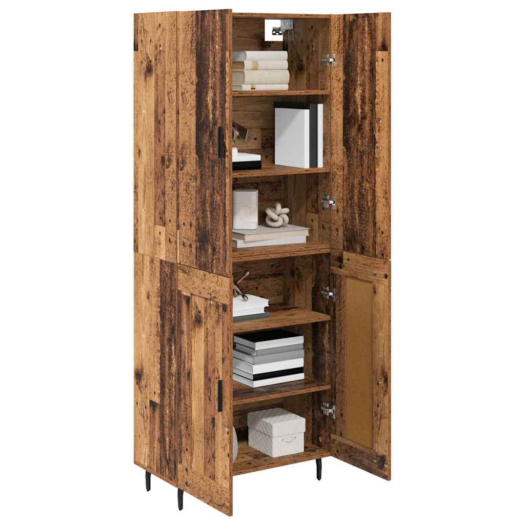 Hoge kast 2 pcs Oud Hout Geengineerd Hout en Glas is nu te koop bij PeponiXL, paradijselijk wonen!