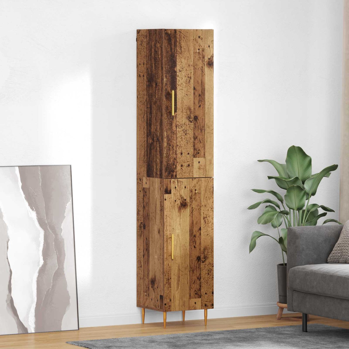 Hoge kast 2 pcs Oud Hout Bewerkt hout is nu te koop bij PeponiXL, paradijselijk wonen!