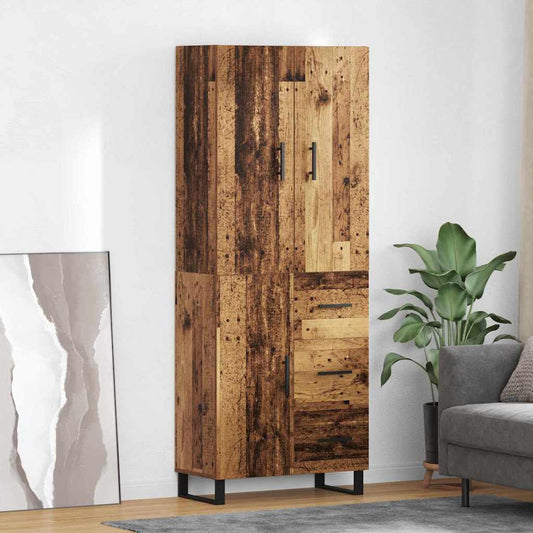 Hoge kast met lade 2 pcs Oud Hout 69,5 x 34 x 180 cm is nu te koop bij PeponiXL, paradijselijk wonen!