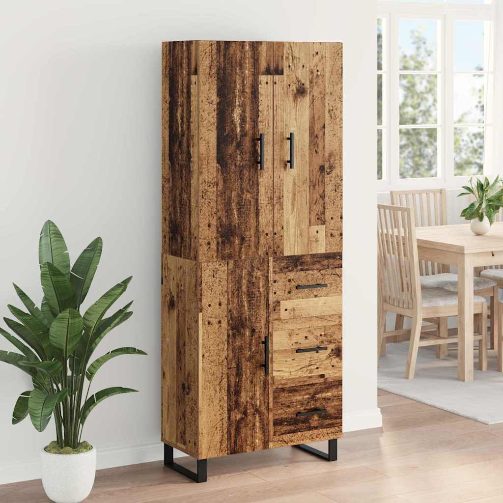 Hoge kast met lade 2 pcs Oud Hout 69,5 x 34 x 180 cm is nu te koop bij PeponiXL, paradijselijk wonen!