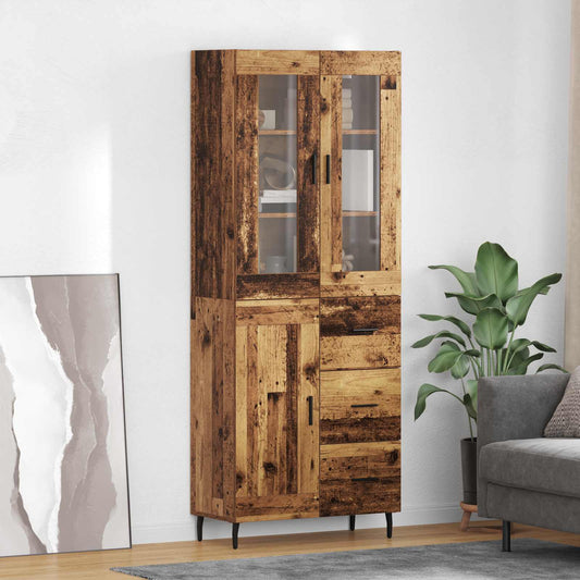 Hoge kast met lade 2 pcs Oud Hout Bewerkt hout is nu te koop bij PeponiXL, paradijselijk wonen!