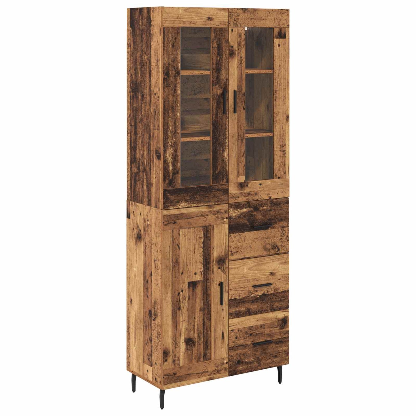 Hoge kast met lade 2 pcs Oud Hout Bewerkt hout is nu te koop bij PeponiXL, paradijselijk wonen!