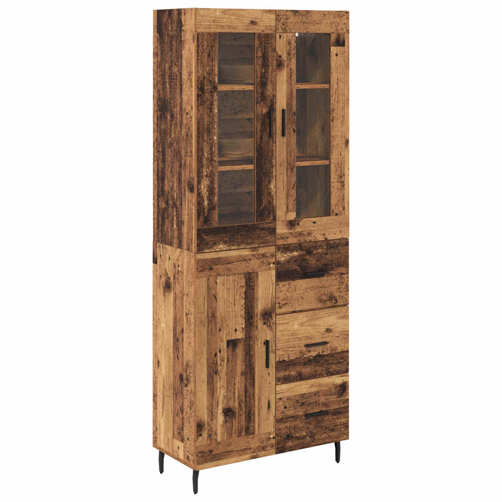 Hoge kast met lade 2 pcs Oud Hout Bewerkt hout is nu te koop bij PeponiXL, paradijselijk wonen!