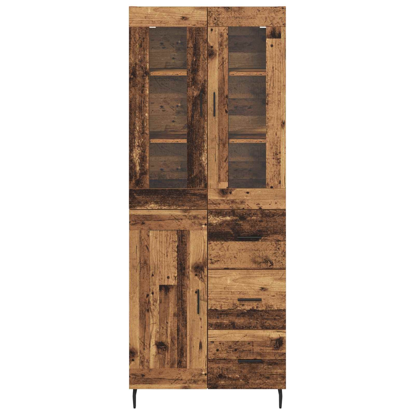 Hoge kast met lade 2 pcs Oud Hout Bewerkt hout is nu te koop bij PeponiXL, paradijselijk wonen!