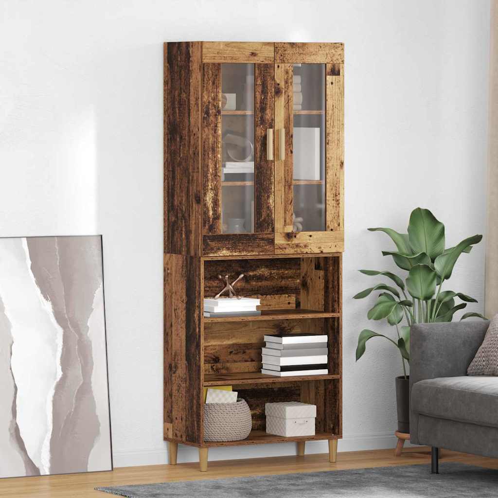 Hoge kast Oud Hout 69,5 x 34 x 180 cm Geengineerd Hout en Glas is nu te koop bij PeponiXL, paradijselijk wonen!