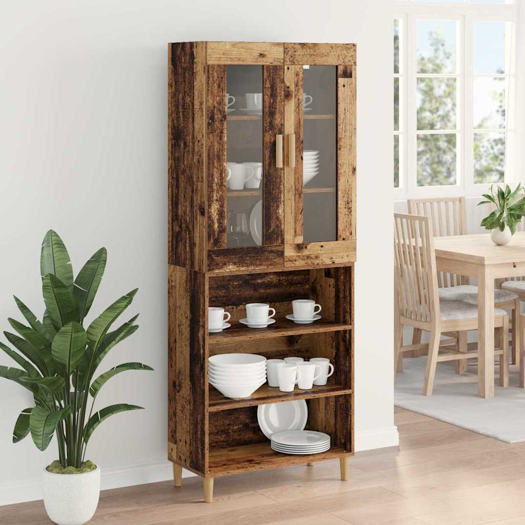 Hoge kast Oud Hout 69,5 x 34 x 180 cm Geengineerd Hout en Glas is nu te koop bij PeponiXL, paradijselijk wonen!