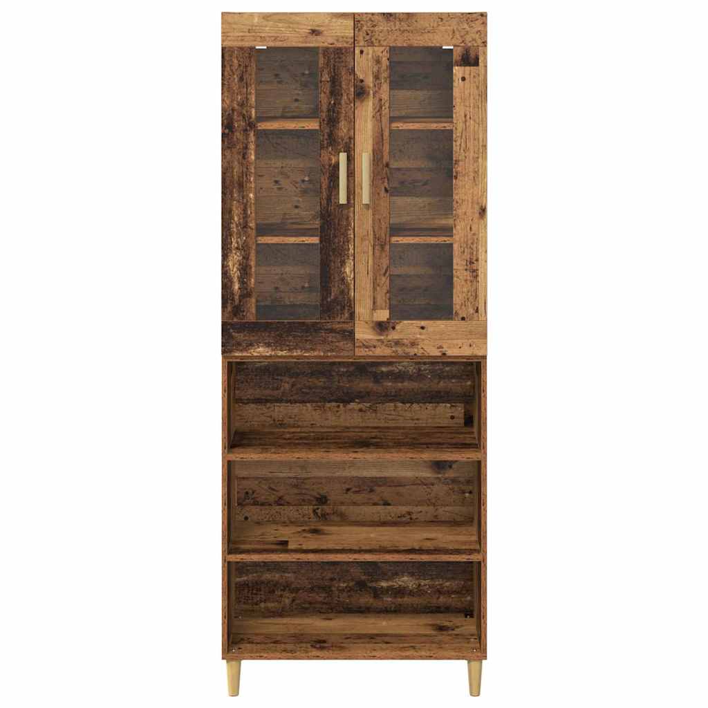 Hoge kast Oud Hout 69,5 x 34 x 180 cm Geengineerd Hout en Glas is nu te koop bij PeponiXL, paradijselijk wonen!