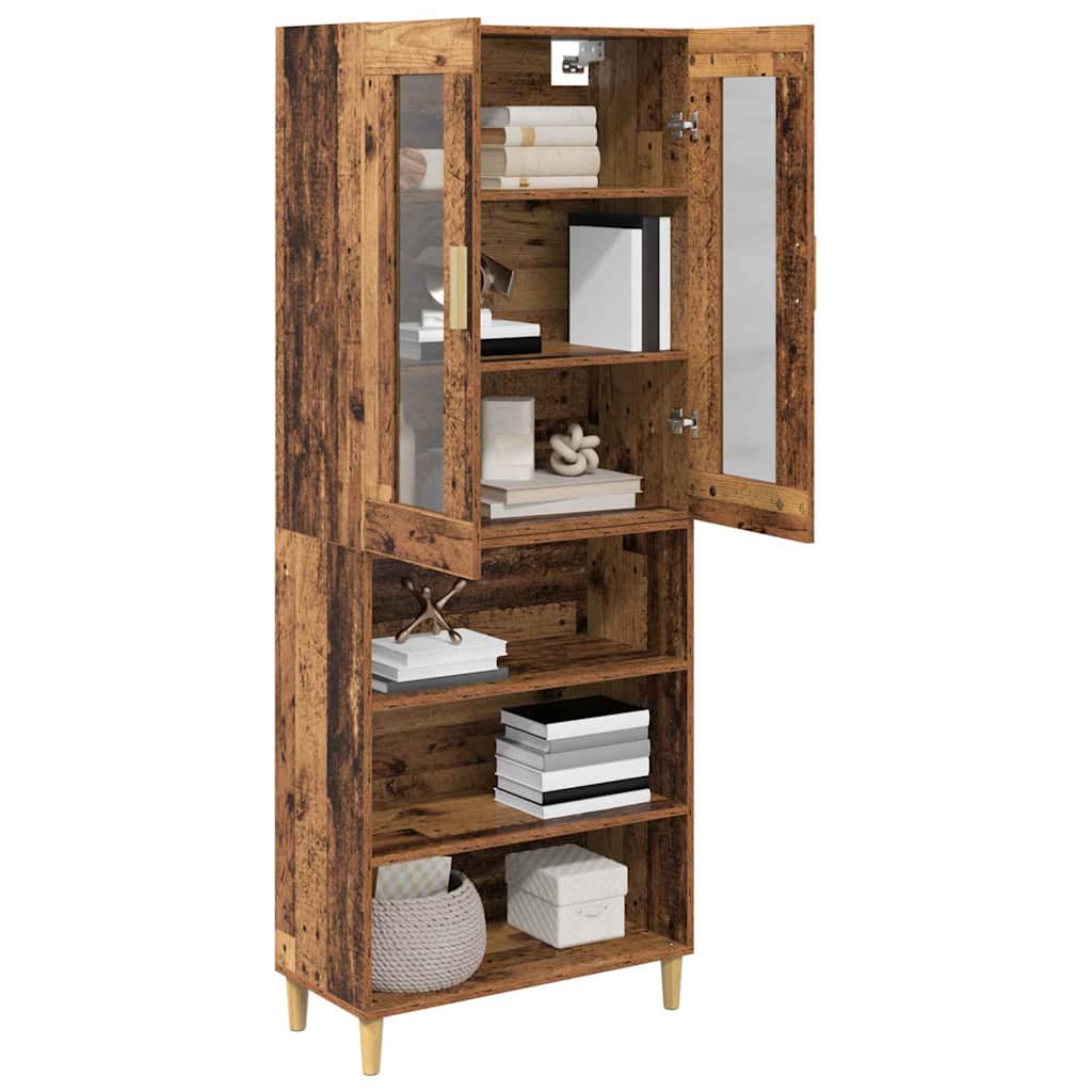 Hoge kast Oud Hout 69,5 x 34 x 180 cm Geengineerd Hout en Glas is nu te koop bij PeponiXL, paradijselijk wonen!