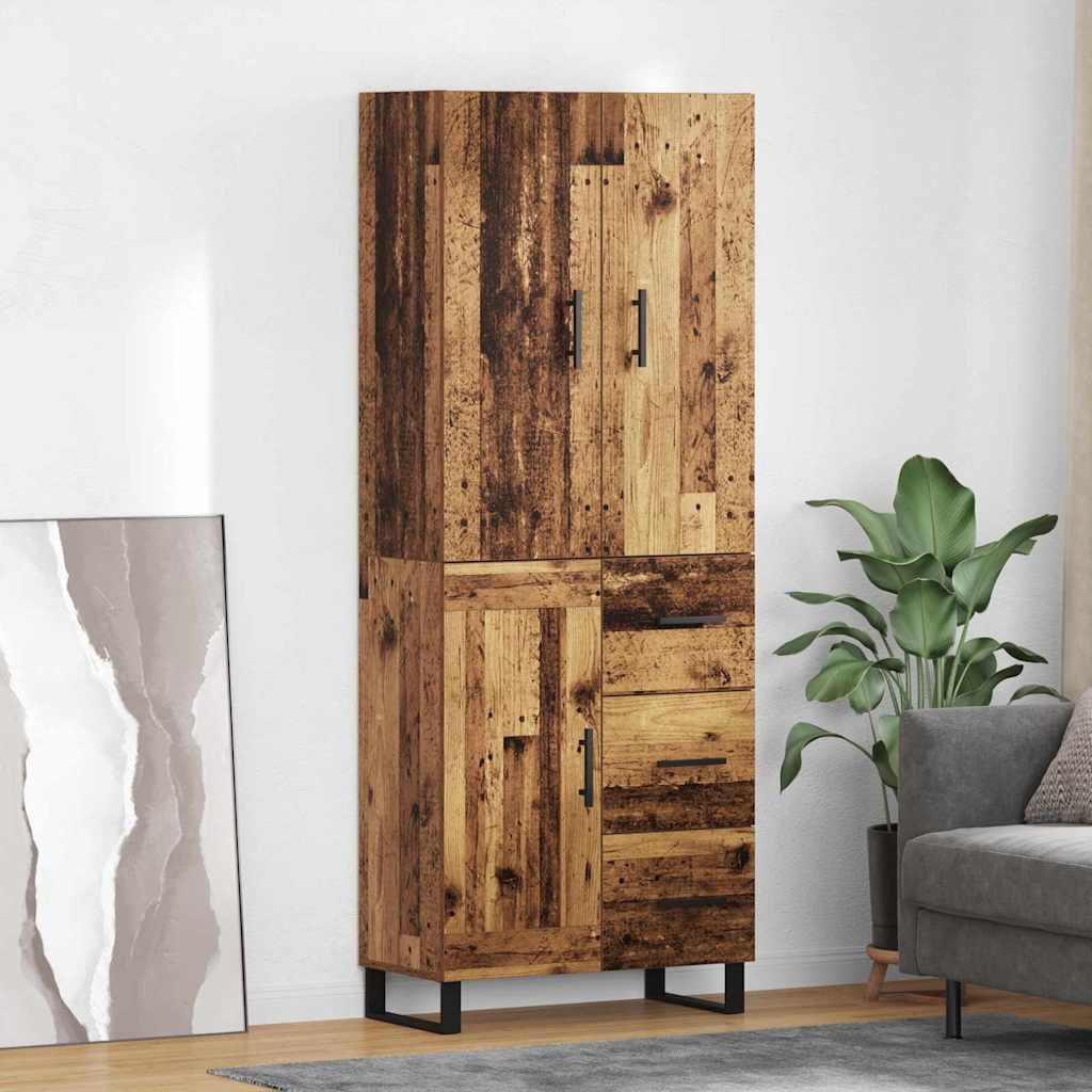 Hoge kast met lade 2 pcs Oud Hout 69,5 x 34 x 180 cm is nu te koop bij PeponiXL, paradijselijk wonen!
