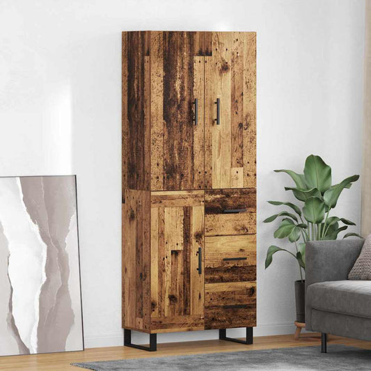 Hoge kast met lade 2 pcs Oud Hout 69,5 x 34 x 180 cm is nu te koop bij PeponiXL, paradijselijk wonen!