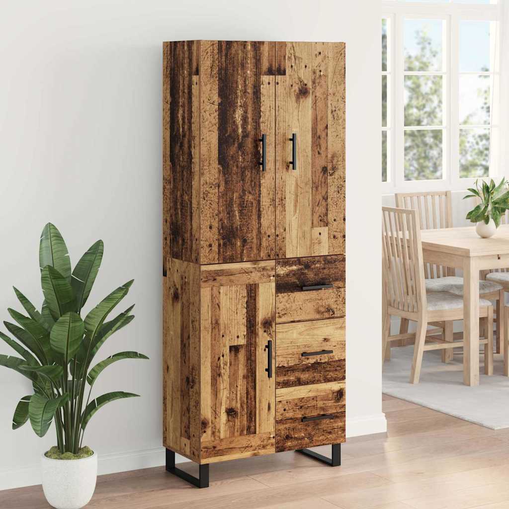 Hoge kast met lade 2 pcs Oud Hout 69,5 x 34 x 180 cm is nu te koop bij PeponiXL, paradijselijk wonen!