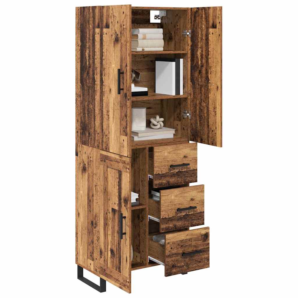 Hoge kast met lade 2 pcs Oud Hout 69,5 x 34 x 180 cm is nu te koop bij PeponiXL, paradijselijk wonen!