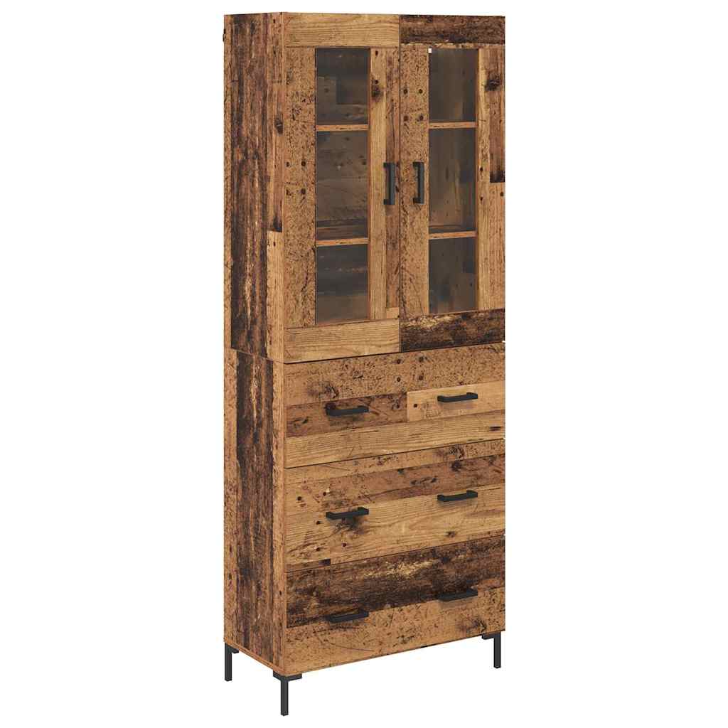 Hoge kast met lade 2 pcs Oudhout Bewerkt hout is nu te koop bij PeponiXL, paradijselijk wonen!