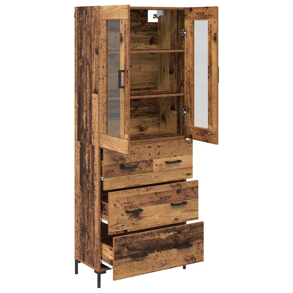 Hoge kast met lade 2 pcs Oudhout Bewerkt hout is nu te koop bij PeponiXL, paradijselijk wonen!