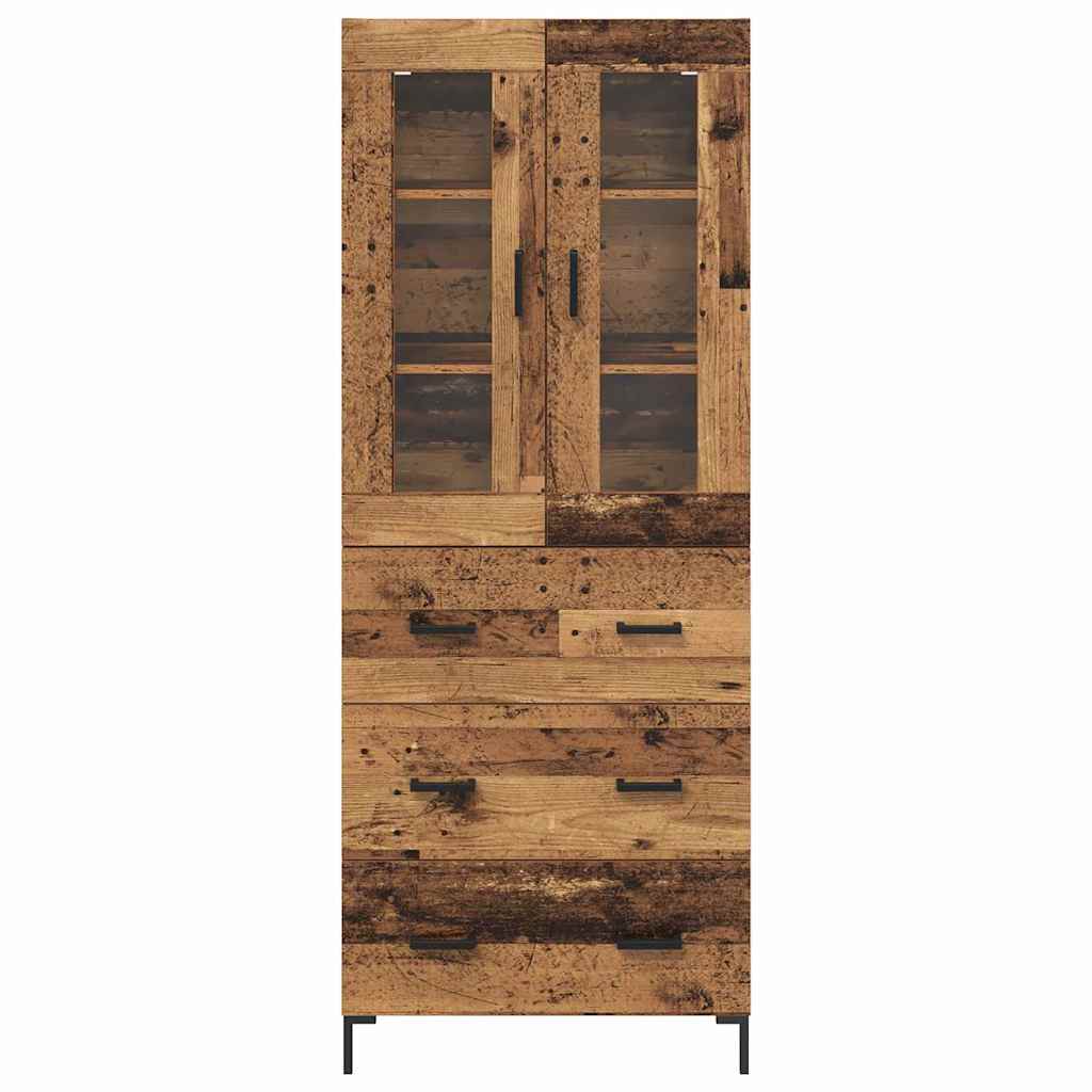 Hoge kast met lade 2 pcs Oudhout Bewerkt hout is nu te koop bij PeponiXL, paradijselijk wonen!