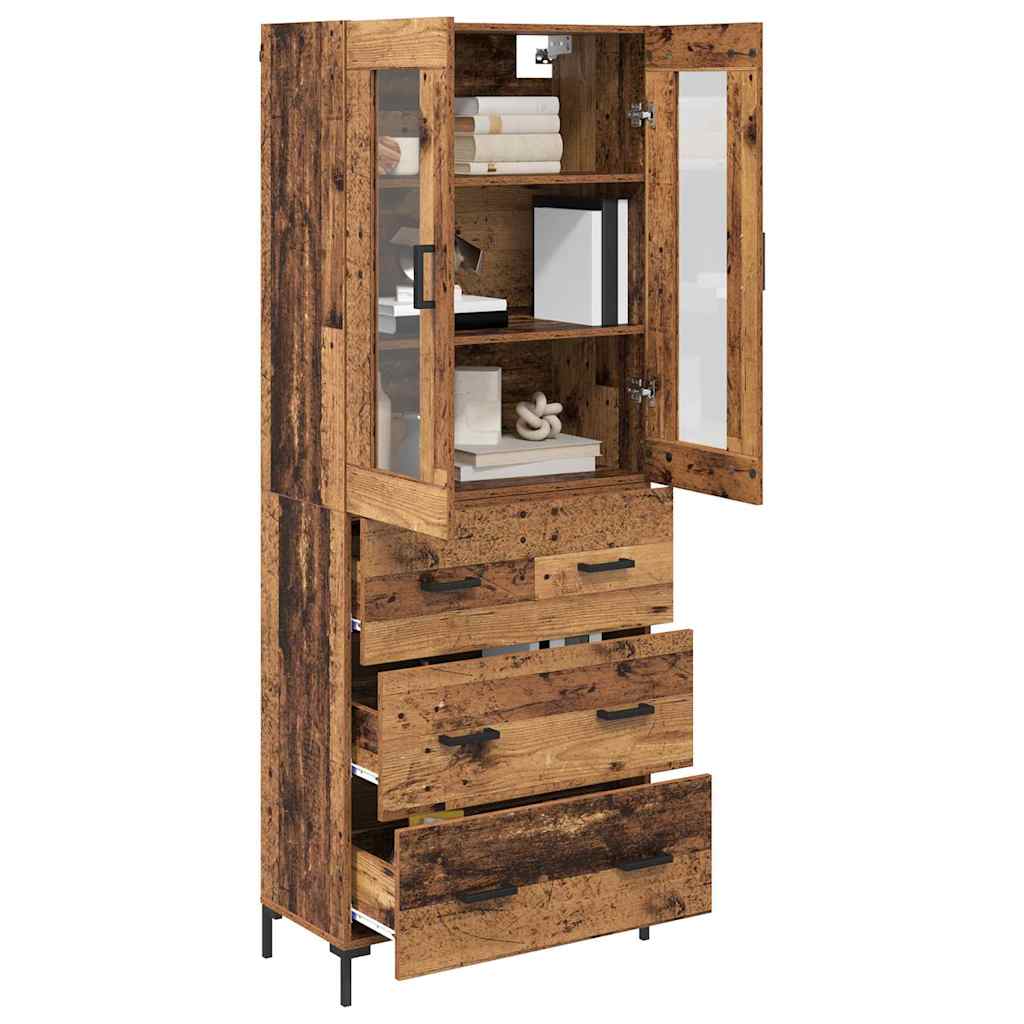 Hoge kast met lade 2 pcs Oudhout Bewerkt hout is nu te koop bij PeponiXL, paradijselijk wonen!