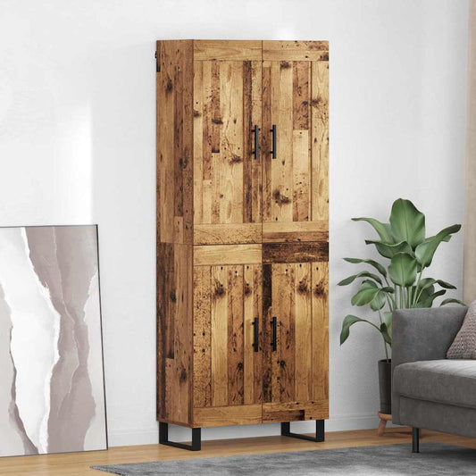 Hoge kast Oudhout 69,5 x 34 x 180 cm Bewerkt hout is nu te koop bij PeponiXL, paradijselijk wonen!