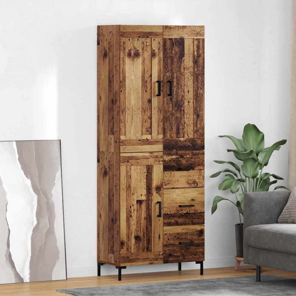 Hoge kast met lade 2 pcs Oud Hout Bewerkt hout is nu te koop bij PeponiXL, paradijselijk wonen!