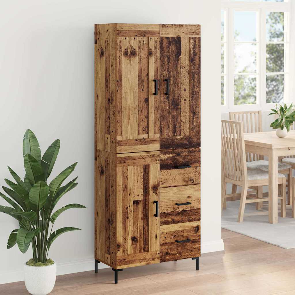 Hoge kast met lade 2 pcs Oud Hout Bewerkt hout is nu te koop bij PeponiXL, paradijselijk wonen!