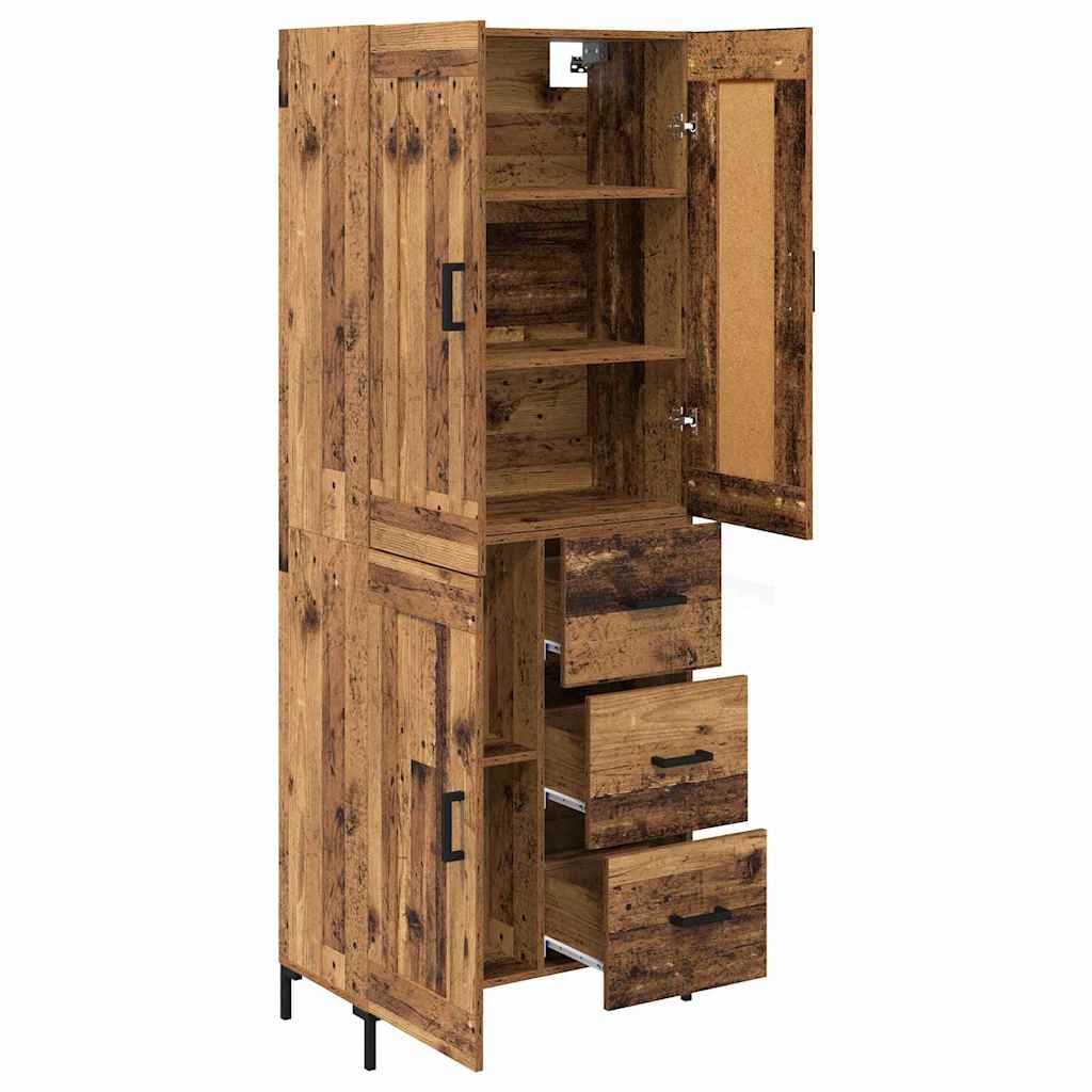Hoge kast met lade 2 pcs Oud Hout Bewerkt hout is nu te koop bij PeponiXL, paradijselijk wonen!
