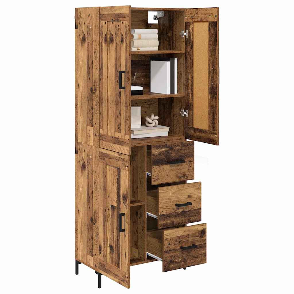 Hoge kast met lade 2 pcs Oud Hout Bewerkt hout is nu te koop bij PeponiXL, paradijselijk wonen!