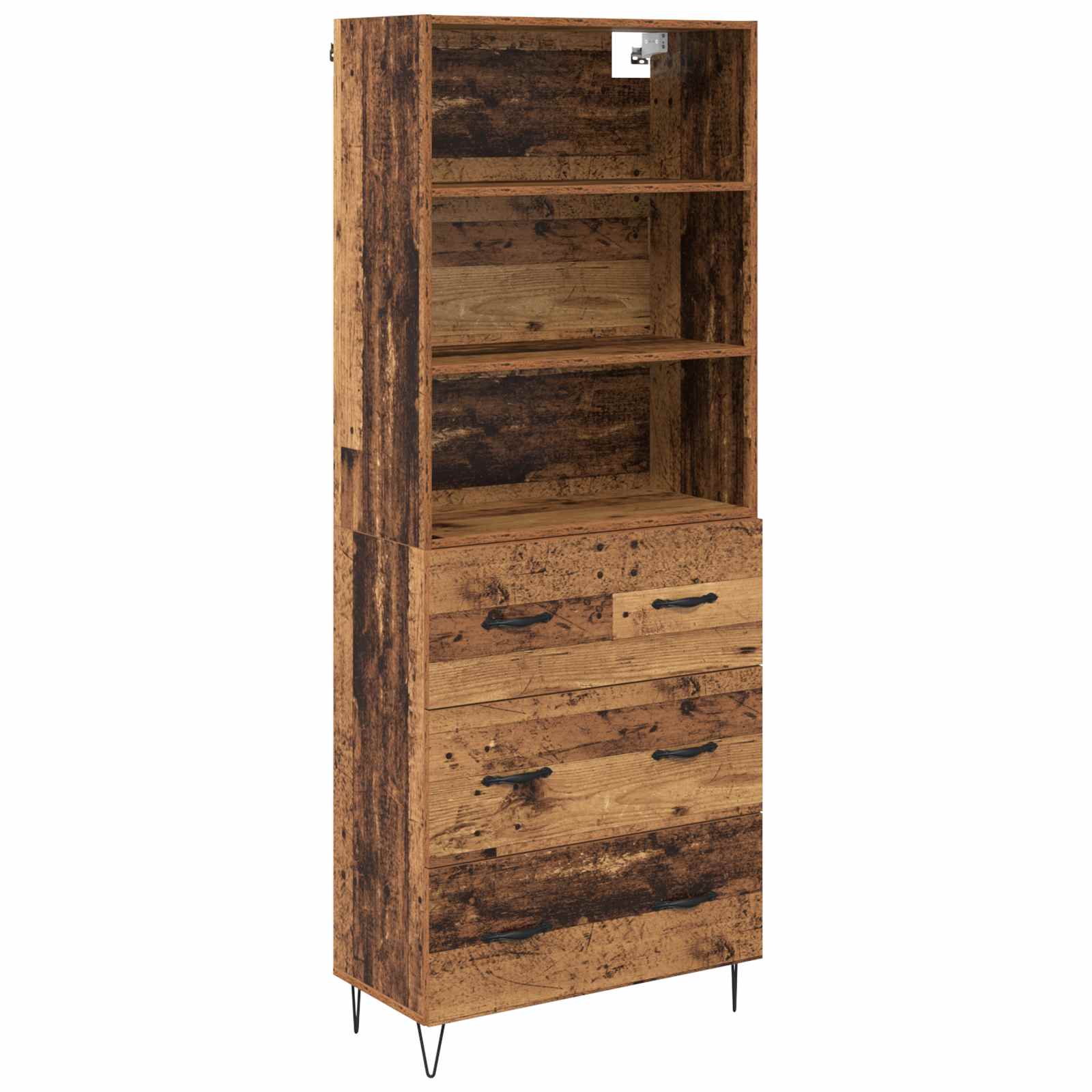 Hoge kast met lade 2 pcs Oudhout Bewerkt hout is nu te koop bij PeponiXL, paradijselijk wonen!