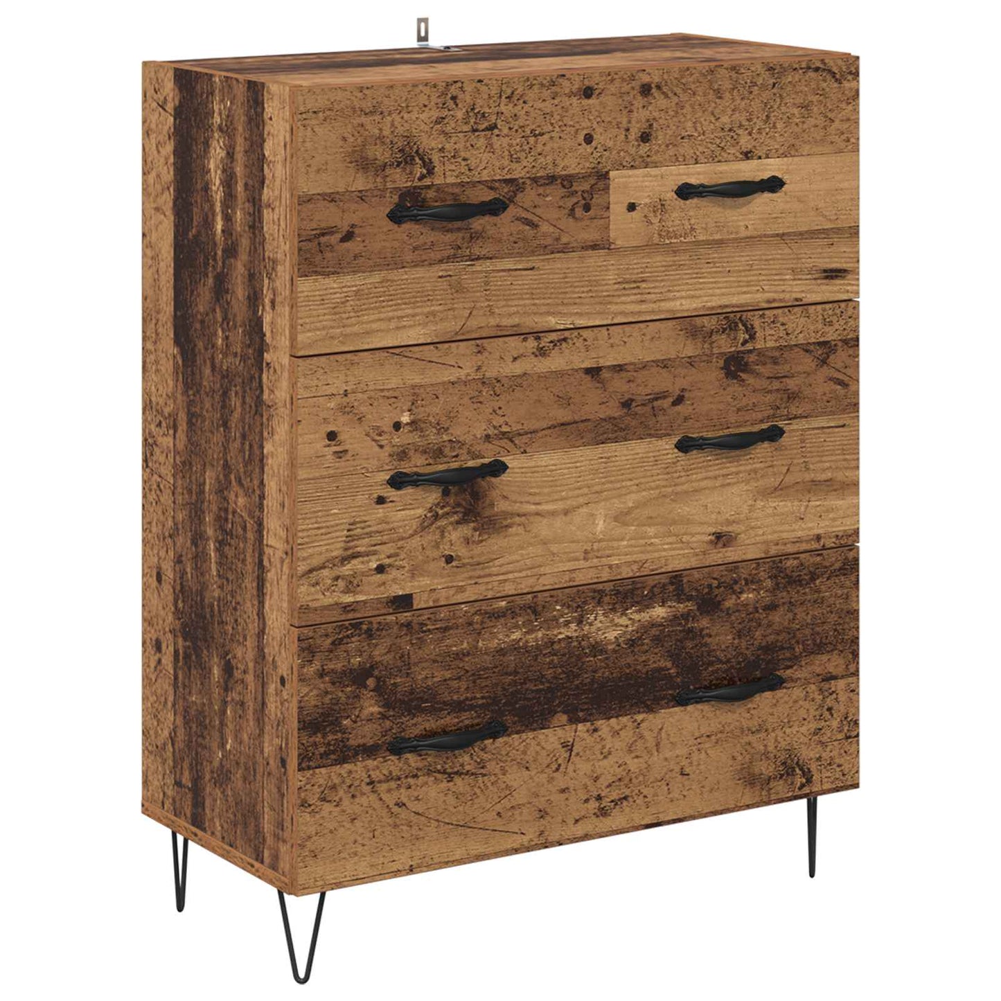Hoge kast met lade 2 pcs Oudhout Bewerkt hout is nu te koop bij PeponiXL, paradijselijk wonen!
