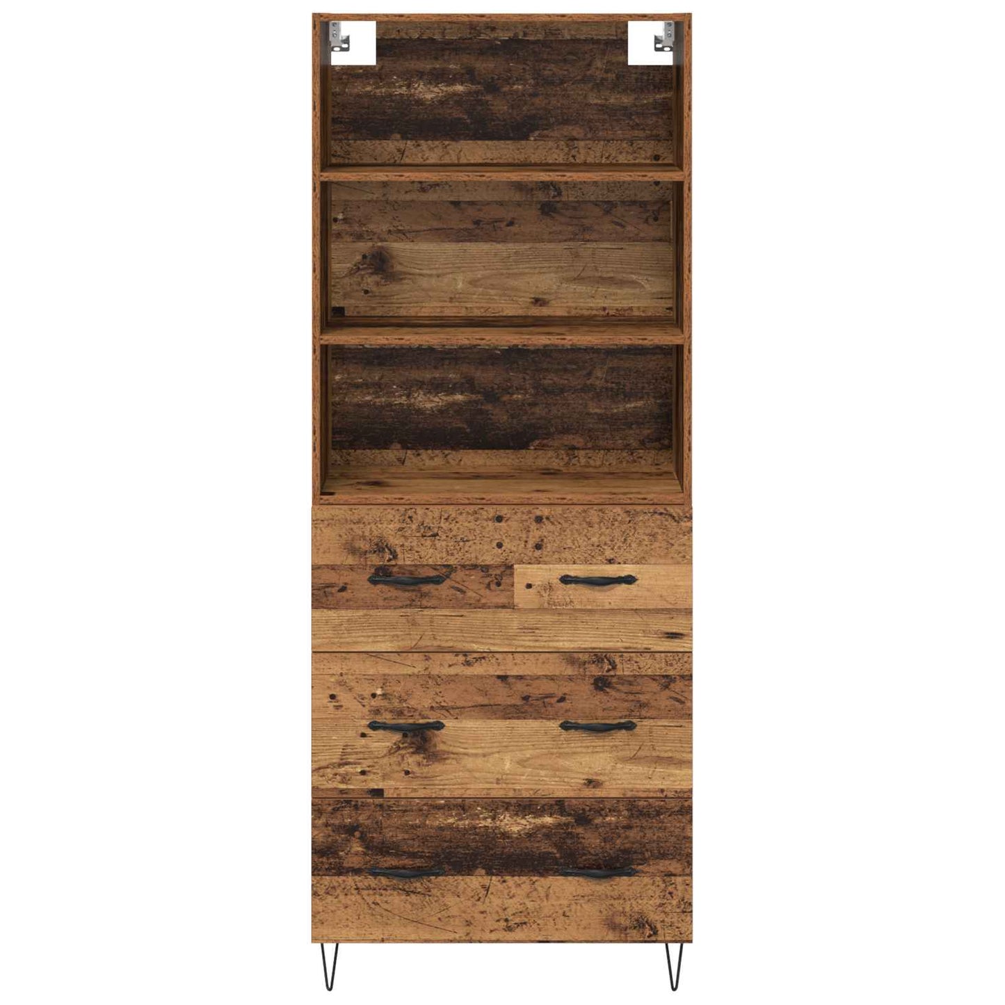 Hoge kast met lade 2 pcs Oudhout Bewerkt hout is nu te koop bij PeponiXL, paradijselijk wonen!