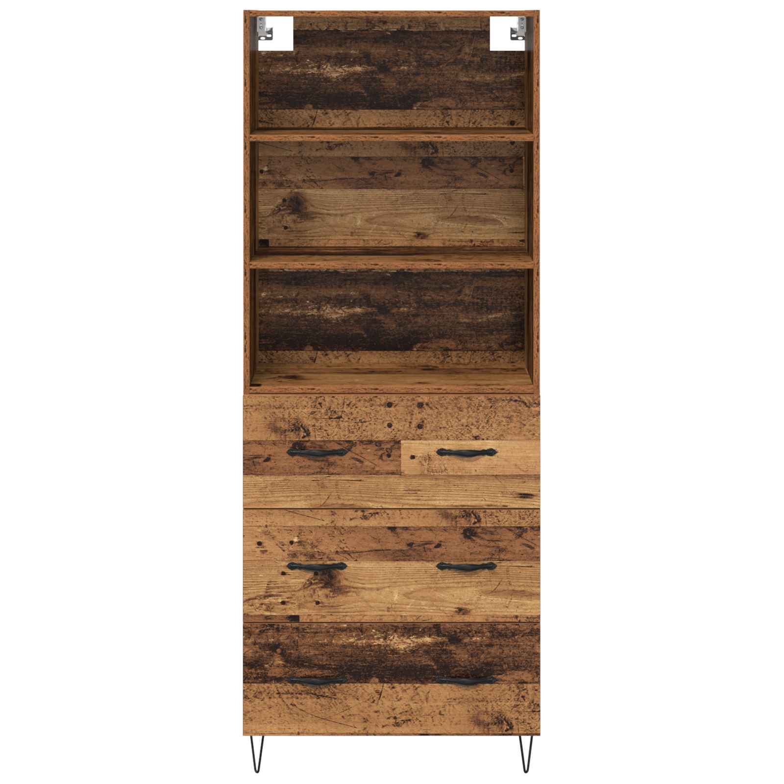 Hoge kast met lade 2 pcs Oudhout Bewerkt hout is nu te koop bij PeponiXL, paradijselijk wonen!