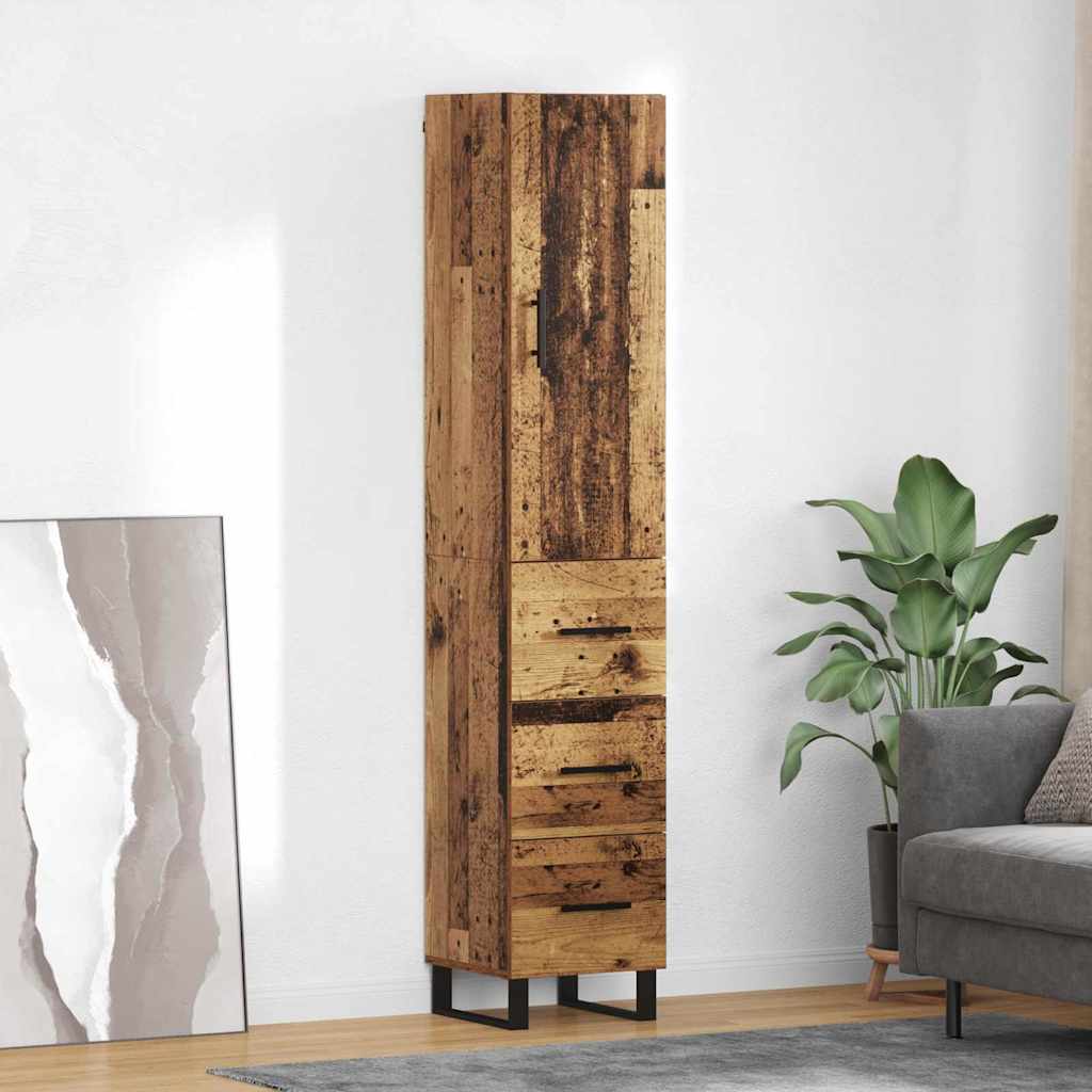 Highboard met lade Oud Hout 34,5 x 34 x 180 cm Bewerkt hout is nu te koop bij PeponiXL, paradijselijk wonen!