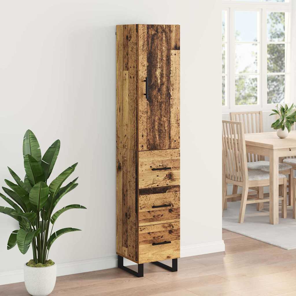 Highboard met lade Oud Hout 34,5 x 34 x 180 cm Bewerkt hout is nu te koop bij PeponiXL, paradijselijk wonen!