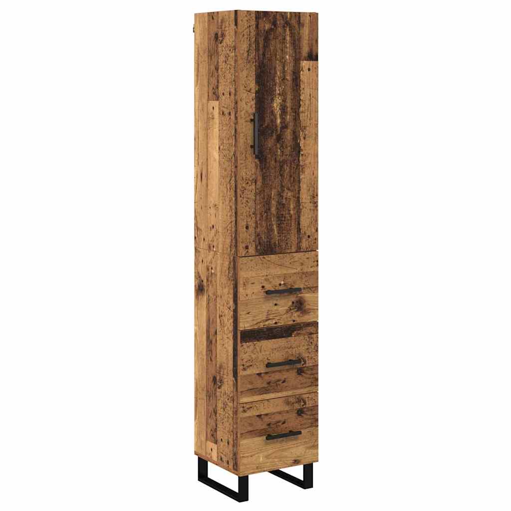 Highboard met lade Oud Hout 34,5 x 34 x 180 cm Bewerkt hout is nu te koop bij PeponiXL, paradijselijk wonen!