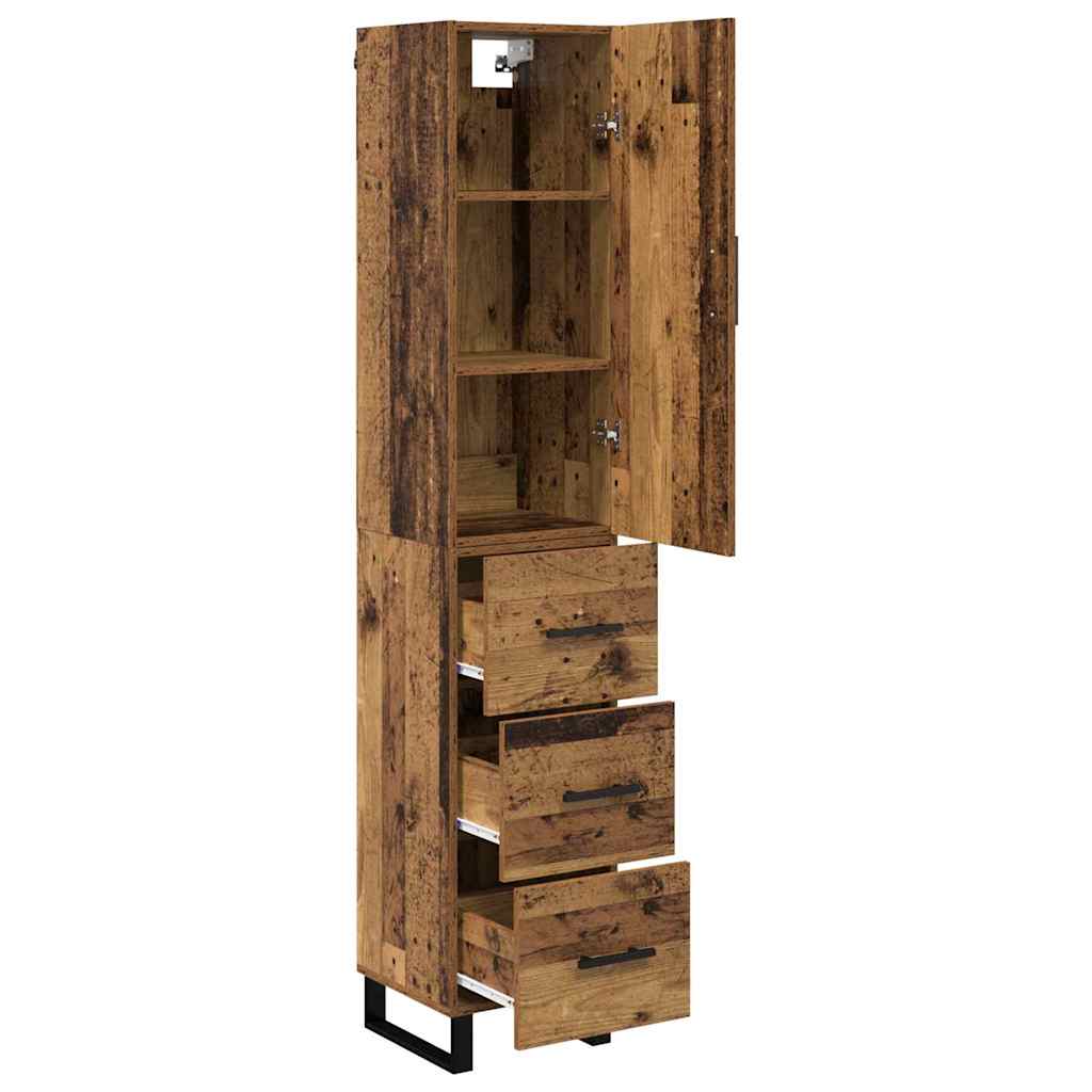 Highboard met lade Oud Hout 34,5 x 34 x 180 cm Bewerkt hout is nu te koop bij PeponiXL, paradijselijk wonen!