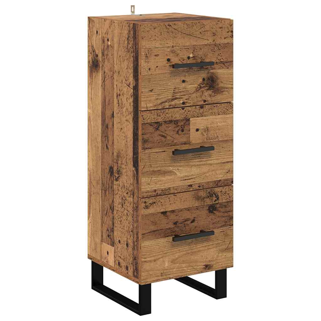 Highboard met lade Oud Hout 34,5 x 34 x 180 cm Bewerkt hout is nu te koop bij PeponiXL, paradijselijk wonen!