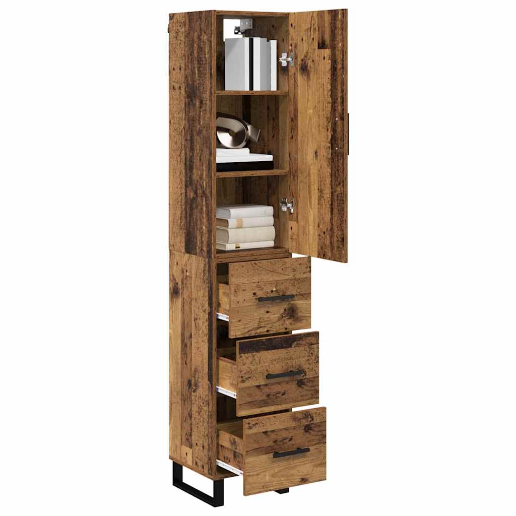 Highboard met lade Oud Hout 34,5 x 34 x 180 cm Bewerkt hout is nu te koop bij PeponiXL, paradijselijk wonen!