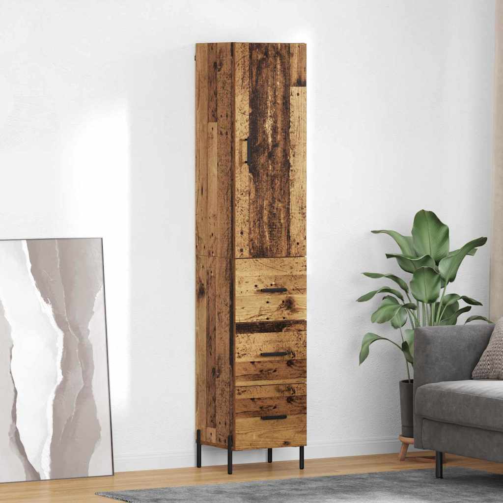 Highboard met lade Oud Hout 34,5 x 34 x 180 cm Bewerkt hout is nu te koop bij PeponiXL, paradijselijk wonen!