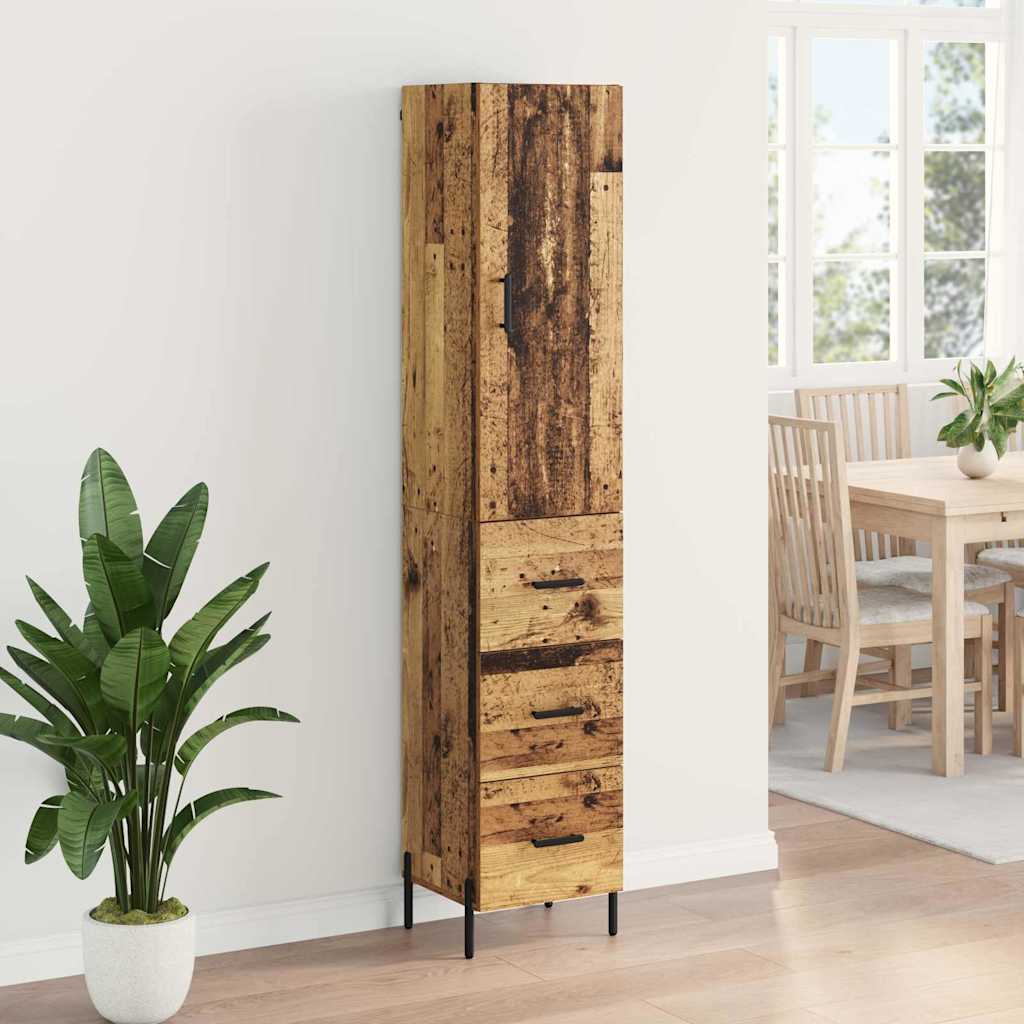 Highboard met lade Oud Hout 34,5 x 34 x 180 cm Bewerkt hout is nu te koop bij PeponiXL, paradijselijk wonen!