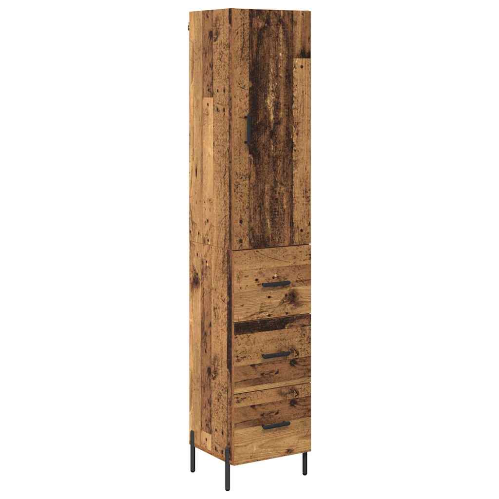 Highboard met lade Oud Hout 34,5 x 34 x 180 cm Bewerkt hout is nu te koop bij PeponiXL, paradijselijk wonen!