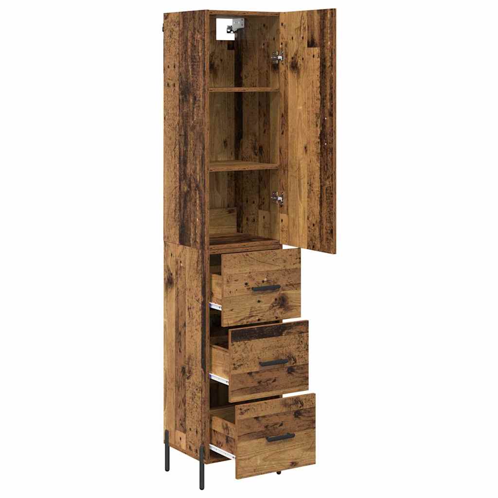 Highboard met lade Oud Hout 34,5 x 34 x 180 cm Bewerkt hout is nu te koop bij PeponiXL, paradijselijk wonen!