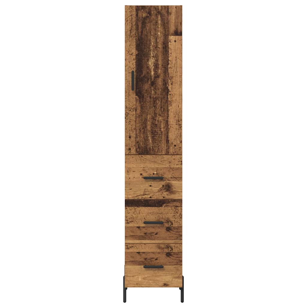 Highboard met lade Oud Hout 34,5 x 34 x 180 cm Bewerkt hout is nu te koop bij PeponiXL, paradijselijk wonen!