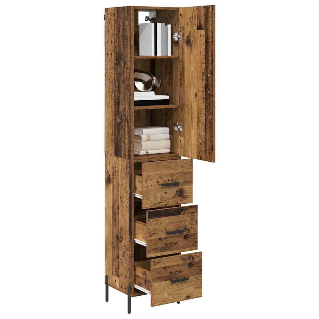 Highboard met lade Oud Hout 34,5 x 34 x 180 cm Bewerkt hout is nu te koop bij PeponiXL, paradijselijk wonen!