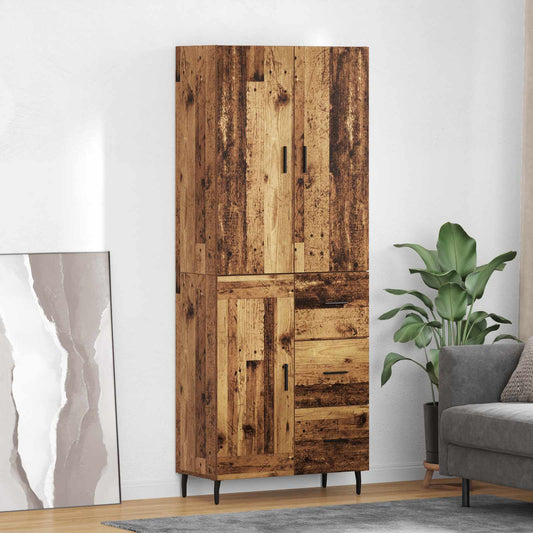 Hoge kast met lade 2 pcs Oud Hout Geengineerd Hout en Glas is nu te koop bij PeponiXL, paradijselijk wonen!