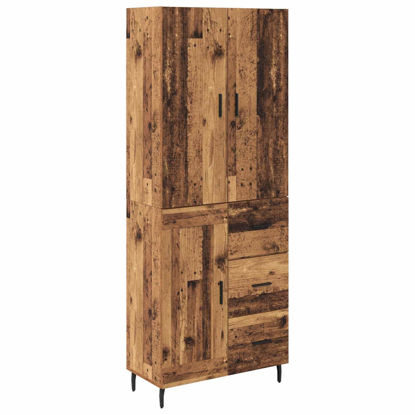 Hoge kast met lade 2 pcs Oud Hout Geengineerd Hout en Glas is nu te koop bij PeponiXL, paradijselijk wonen!