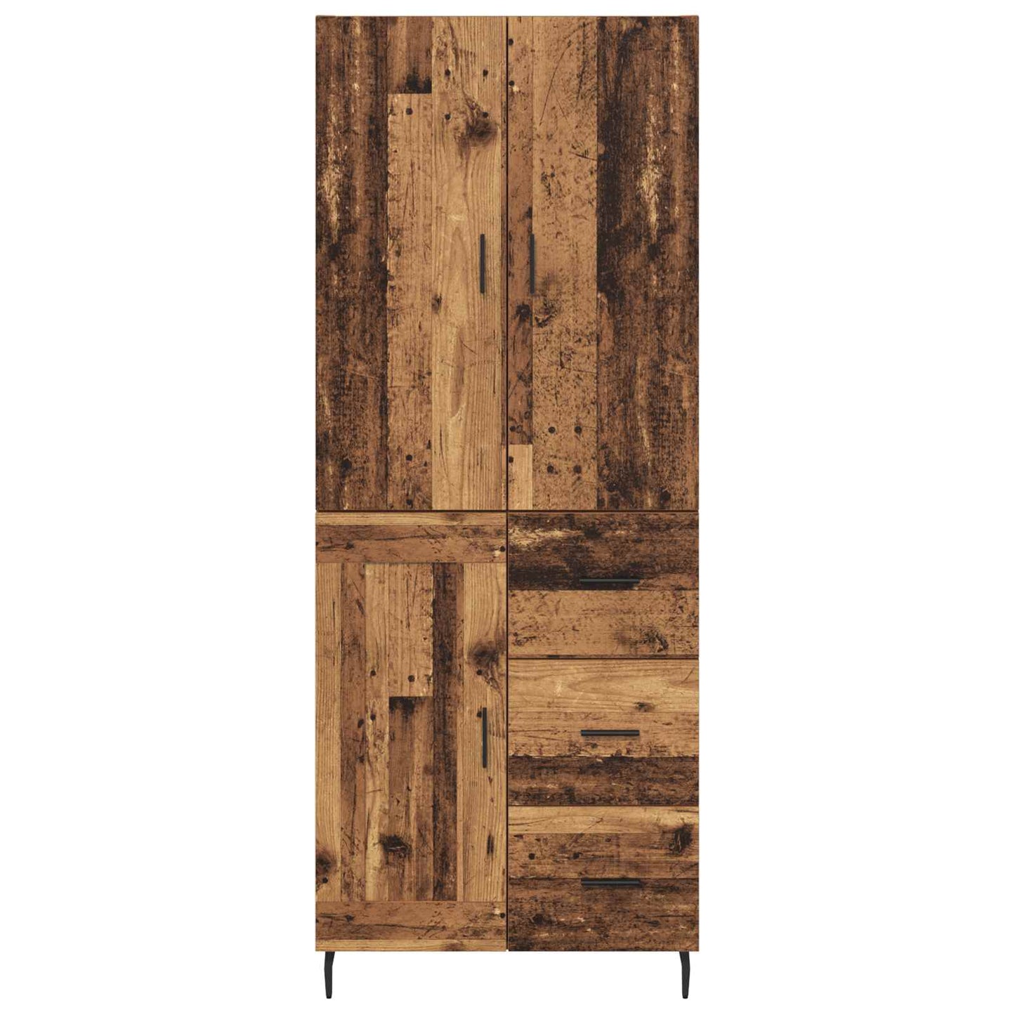 Hoge kast met lade 2 pcs Oud Hout Geengineerd Hout en Glas is nu te koop bij PeponiXL, paradijselijk wonen!
