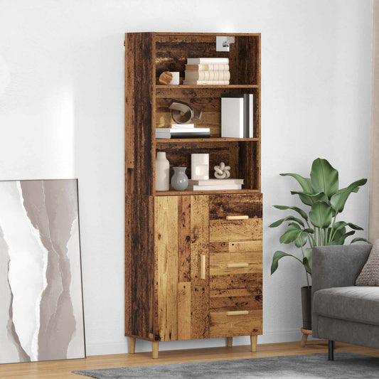 Hoge kast met lade Oud Hout 69,5 x 32,5 x 180 cm Bewerkt hout is nu te koop bij PeponiXL, paradijselijk wonen!