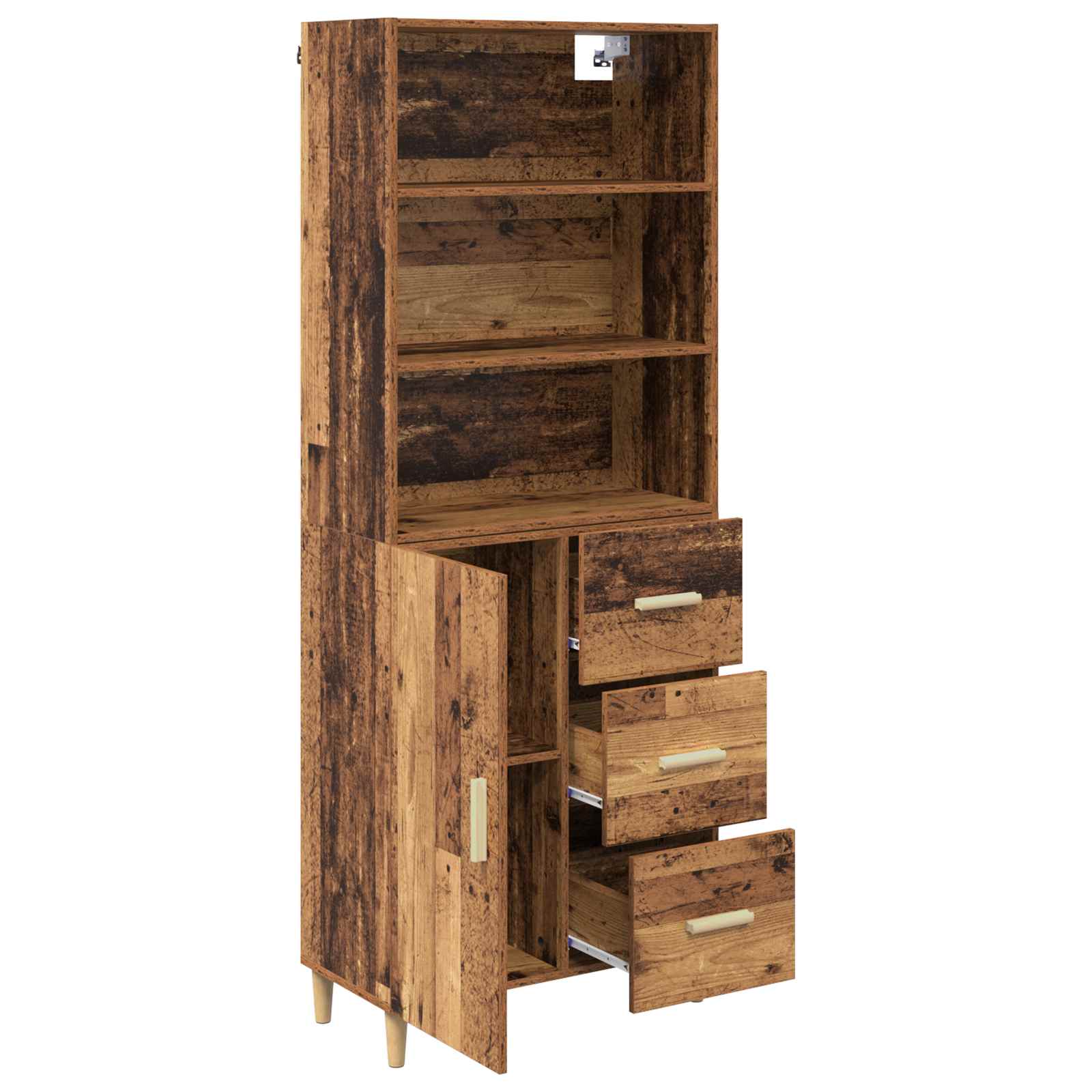 Hoge kast met lade Oud Hout 69,5 x 32,5 x 180 cm Bewerkt hout is nu te koop bij PeponiXL, paradijselijk wonen!