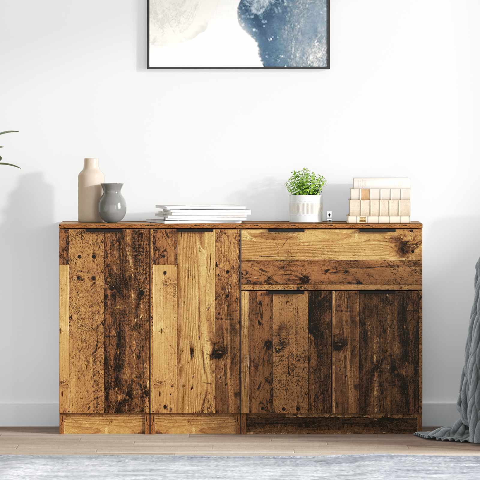Dressoir met lade 3 pcs Oud Hout Bewerkt hout is nu te koop bij PeponiXL, paradijselijk wonen!