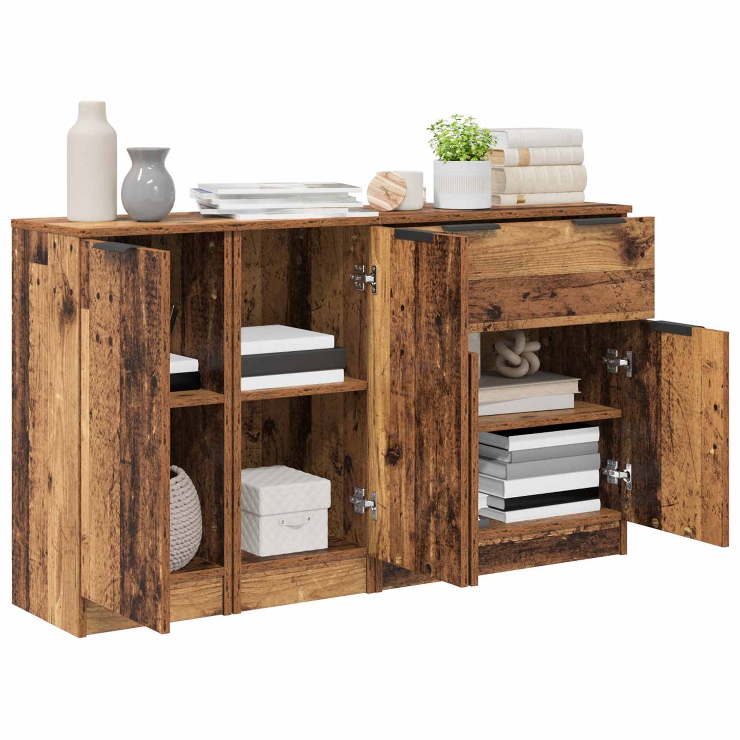 Dressoir met lade 3 pcs Oud Hout Bewerkt hout is nu te koop bij PeponiXL, paradijselijk wonen!