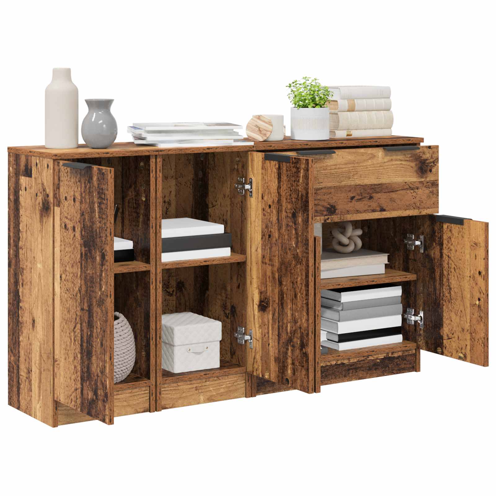 Dressoir met lade 3 pcs Oud Hout Bewerkt hout is nu te koop bij PeponiXL, paradijselijk wonen!